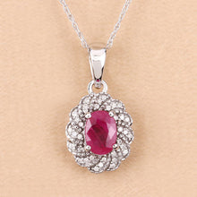 Load image into Gallery viewer, 0.95 Carat Genuine Ruby and White Diamond 10K White Gold Pendant
