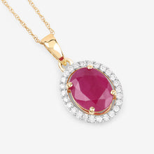 Load image into Gallery viewer, 2.51 Carat Genuine Ruby and White Diamond 10K Yellow Gold Pendant
