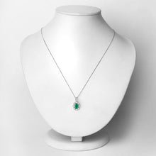 Load image into Gallery viewer, 0.79 Carat Genuine Zambian Emerald and White Diamond 10K White Gold Pendant
