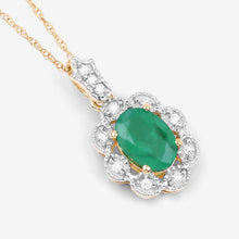 Load image into Gallery viewer, 0.79 Carat Genuine Zambian Emerald and White Diamond 10K Yellow Gold Pendant

