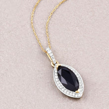 Load image into Gallery viewer, 2.27 Carat Genuine Blue Sapphire and White Diamond 10K Yellow Gold Pendant
