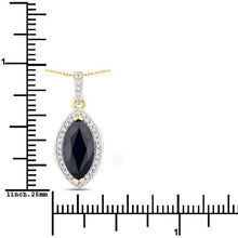 Load image into Gallery viewer, 2.27 Carat Genuine Blue Sapphire and White Diamond 10K Yellow Gold Pendant
