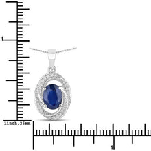 Load image into Gallery viewer, 1.71 Carat Genuine Blue Sapphire and White Diamond 14K White Gold Pendant
