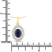 Load image into Gallery viewer, 1.71 Carat Genuine Blue Sapphire and White Diamond 14K Yellow Gold Pendant
