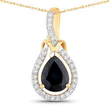 Load image into Gallery viewer, 1.48 Carat Genuine Blue Sapphire and White Diamond 14K Yellow Gold Pendant
