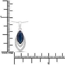将图片加载到图库查看器，1.42 Carat Genuine Blue Sapphire and White Diamond 14K White Gold Pendant
