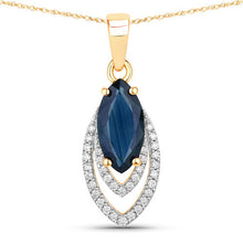 Load image into Gallery viewer, 1.42 Carat Genuine Blue Sapphire and White Diamond 14K Yellow Gold Pendant
