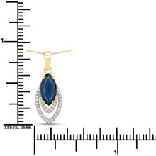 Load image into Gallery viewer, 1.42 Carat Genuine Blue Sapphire and White Diamond 14K Yellow Gold Pendant
