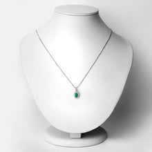 Load image into Gallery viewer, 0.89 Carat Genuine Zambian Emerald and Lab Grown Diamond .925 Sterling Silver Pendant
