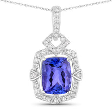 Load image into Gallery viewer, 2.46 Carat Genuine Tanzanite and White Diamond 14K White Gold Pendant
