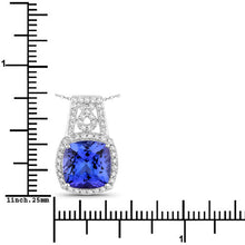 Load image into Gallery viewer, 4.30 Carat Genuine Tanzanite and White Diamond 14K White Gold Pendant
