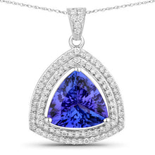 Load image into Gallery viewer, 3.93 Carat Genuine Tanzanite and White Diamond 14K White Gold Pendant
