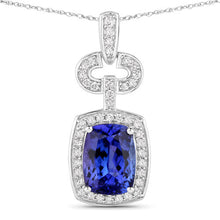 Load image into Gallery viewer, 2.62 Carat Genuine Tanzanite and White Diamond 14K White Gold Pendant
