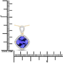 Load image into Gallery viewer, 2.54 Carat Genuine Tanzanite and White Diamond 14K Yellow Gold Pendant
