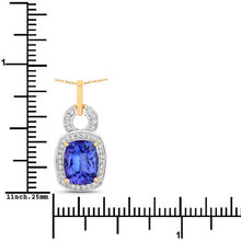 Load image into Gallery viewer, 2.23 Carat Genuine Tanzanite and White Diamond 14K Yellow Gold Pendant
