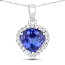 Load image into Gallery viewer, 2.53 Carat Genuine Tanzanite and White Diamond 14K White Gold Pendant

