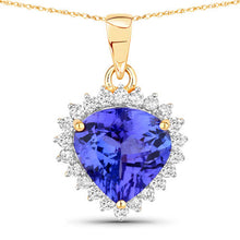 将图片加载到图库查看器，2.66 Carat Genuine Tanzanite and White Diamond 14K Yellow Gold Pendant
