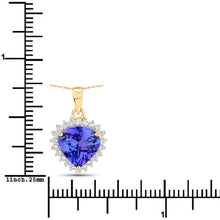 将图片加载到图库查看器，2.66 Carat Genuine Tanzanite and White Diamond 14K Yellow Gold Pendant
