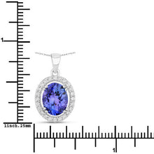 Load image into Gallery viewer, 3.21 Carat Genuine Tanzanite and White Diamond 14K White Gold Pendant
