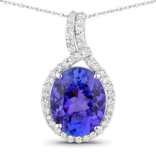Load image into Gallery viewer, 3.21 Carat Genuine Tanzanite and White Diamond 14K White Gold Pendant
