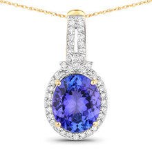 将图片加载到图库查看器，3.74 Carat Genuine Tanzanite and White Diamond 14K Yellow Gold Pendant
