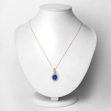 将图片加载到图库查看器，3.74 Carat Genuine Tanzanite and White Diamond 14K Yellow Gold Pendant
