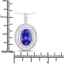 Load image into Gallery viewer, 4.90 Carat Genuine Tanzanite and White Diamond 14K White Gold Pendant
