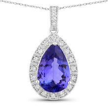 Load image into Gallery viewer, 3.13 Carat Genuine Tanzanite and White Diamond 14K White Gold Pendant

