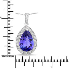 Load image into Gallery viewer, 3.13 Carat Genuine Tanzanite and White Diamond 14K White Gold Pendant
