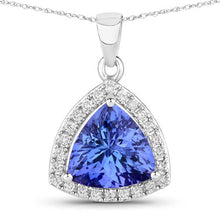 将图片加载到图库查看器，3.11 Carat Genuine Tanzanite and White Diamond 14K White Gold Pendant
