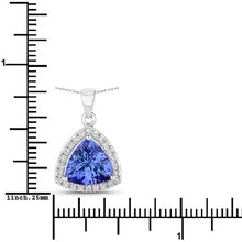 将图片加载到图库查看器，3.11 Carat Genuine Tanzanite and White Diamond 14K White Gold Pendant
