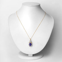 Load image into Gallery viewer, 3.91 Carat Genuine Tanzanite and White Diamond 14K Yellow Gold Pendant
