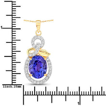 Load image into Gallery viewer, 3.91 Carat Genuine Tanzanite and White Diamond 14K Yellow Gold Pendant
