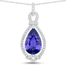 将图片加载到图库查看器，7.11 Carat Genuine Tanzanite and White Diamond 14K White Gold Pendant
