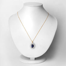 Load image into Gallery viewer, 4.82 Carat Genuine Blue Sapphire and White Diamond 14K Yellow Gold Pendant
