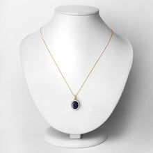 将图片加载到图库查看器，4.63 Carat Genuine Blue Sapphire and White Diamond 14K Yellow Gold Pendant
