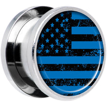 Load image into Gallery viewer, Blue American Flag Steel Screw Fit Plug Set 9/16
