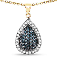 Load image into Gallery viewer, 14K Yellow Gold Plated 0.81 Carat Genuine Blue Diamond and White Diamond .925 Sterling Silver Pendant
