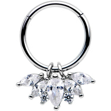 Load image into Gallery viewer, 16G 3/8 Clear Gem Blooming Hinged Segment Ring
