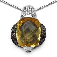 Load image into Gallery viewer, 2.91 Carat Genuine Citrine, Champagne Diamond &amp; White Diamond .925 Sterling Silver Pendant
