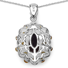Load image into Gallery viewer, 6.40 Carat Genuine Smoky Quartz, Citrine &amp; White Diamond .925 Sterling Silver Pendant

