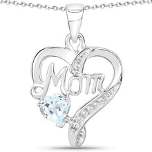将图片加载到图库查看器，0.54 Carat Genuine Blue Topaz and White Topaz .925 Sterling Silver Pendant
