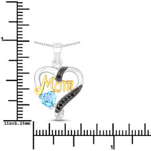 Load image into Gallery viewer, 0.57 Carat Genuine Swiss Blue Topaz and Black Spinel .925 Sterling Silver Pendant
