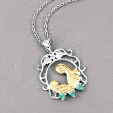 Load image into Gallery viewer, 0.09 Carat Genuine Emerald .925 Sterling Silver Pendant
