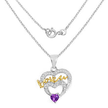Load image into Gallery viewer, Two Tone Plated 0.44 Carat Genuine Amethyst and White Topaz .925 Sterling Silver Pendant
