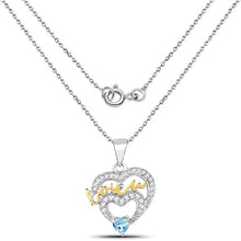 将图片加载到图库查看器，0.44 Carat Genuine Swiss Blue Topaz and White Topaz .925 Sterling Silver Pendant
