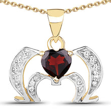 Load image into Gallery viewer, 14K Yellow Gold Plated 1.05 Carat Genuine Garnet and White Topaz .925 Sterling Silver Pendant
