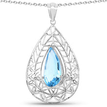 将图片加载到图库查看器，7.20 Carat Genuine Swiss Blue Topaz .925 Sterling Silver Pendant
