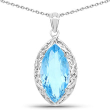 Load image into Gallery viewer, 8.22 Carat Genuine Swiss Blue Topaz .925 Sterling Silver Pendant
