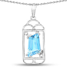 Load image into Gallery viewer, 4.57 Carat Genuine Swiss Blue Topaz &amp; White Topaz .925 Sterling Silver Pendant
